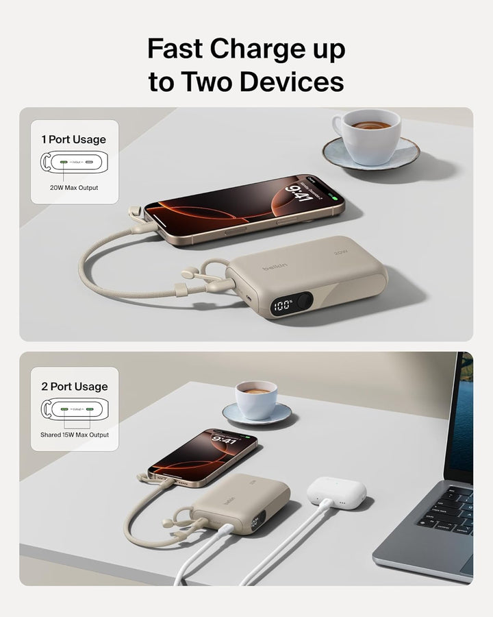 Belkin - Cargador portátil, banco de energía USB-C delgado de 10,00...