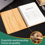 4 paquetes de cuadernos de bambú forrados, diario de madera, 5 x 7