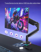 Brazo de monitor de resorte de gas RGB con concentrador USB para monitores