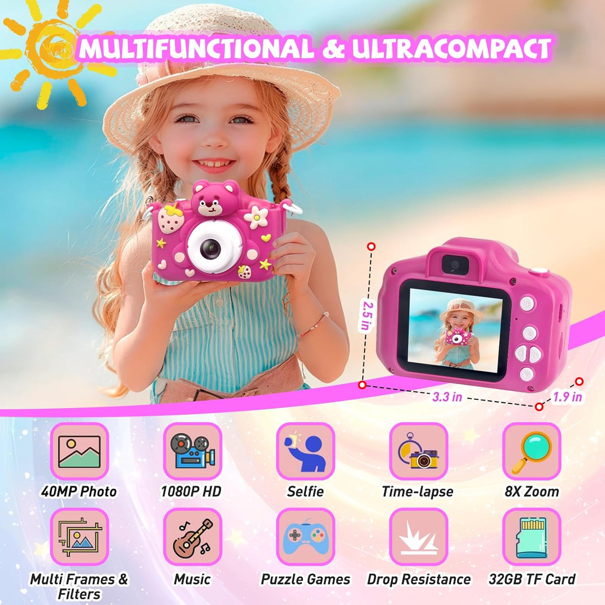 Cámara para niños, cámara digital para niños pequeños, cámara de ju...