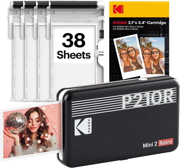 KODAK Mini 2 Retro - Impresora portátil para fotografías de 2.1 x 3...