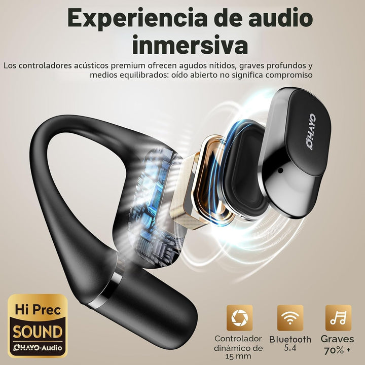 Auriculares de oído abierto, auriculares sobre la oreja con gancho...