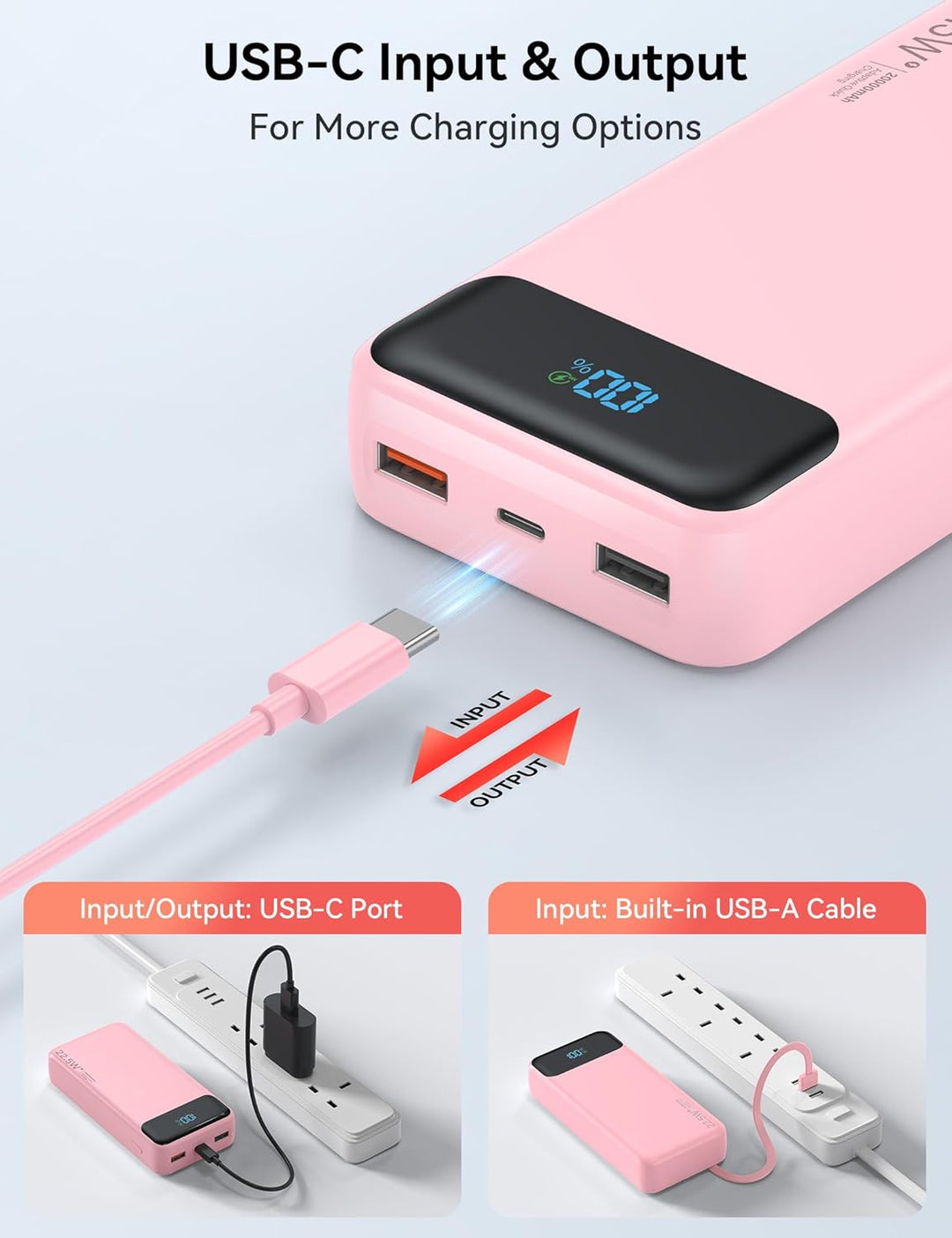 Nusyddy Cargador portátil de 20000 mAh integrado con 4 cables, bate...