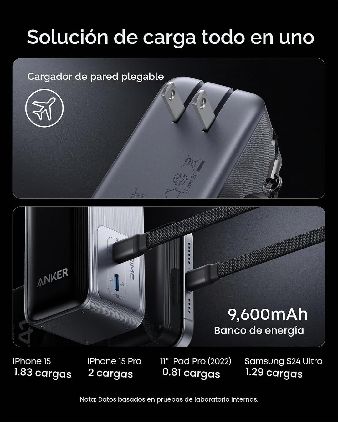 Anker Prime Power Bank, paquete de batería de 9,600 mAh con cargado...