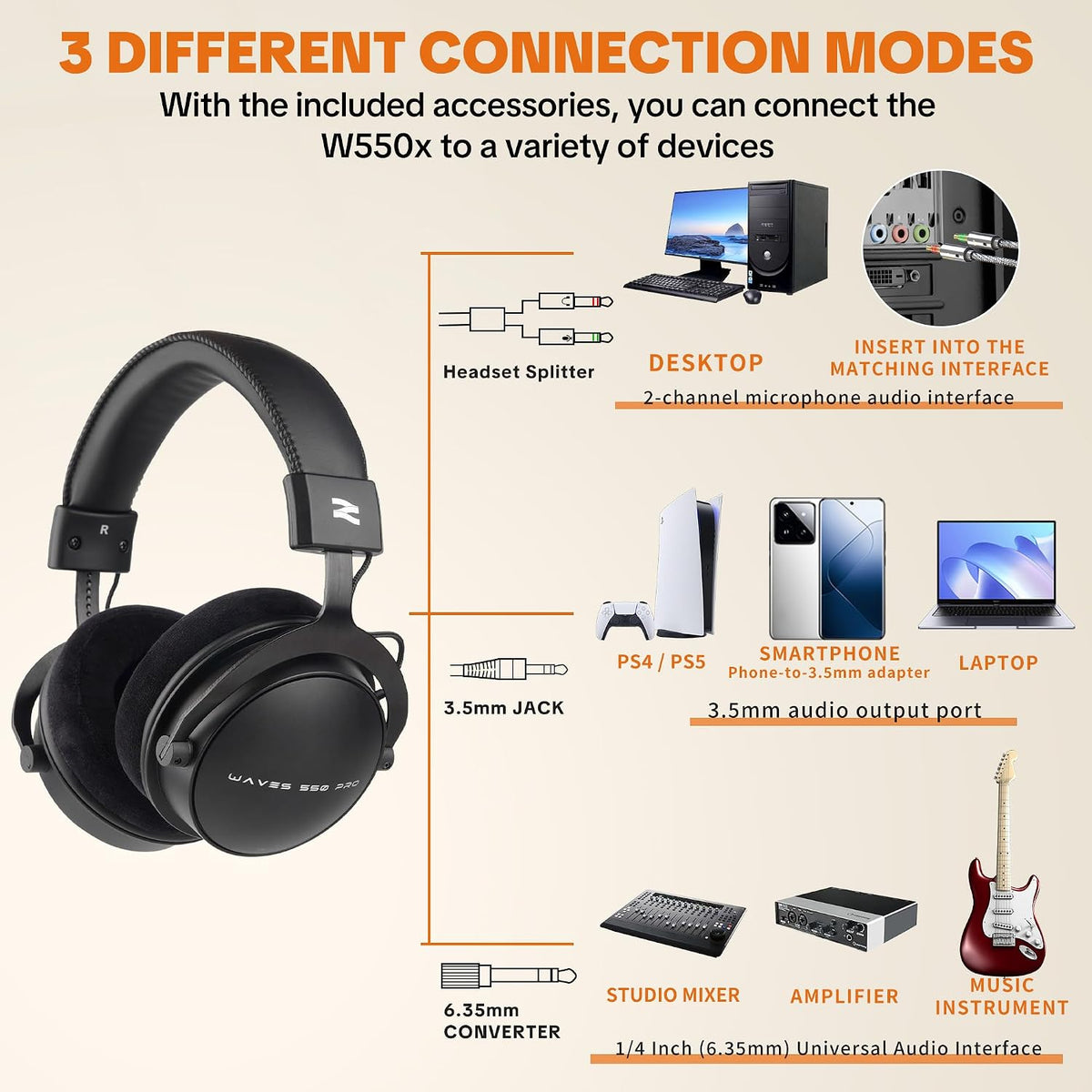 talomen Auriculares de monitor de estudio para grabación, auriculares de estudio con cable sobre la oreja con micrófono de pluma desmontable, auriculares de monitoreo profesional para podcast, transmisión, transmisión y mezcla de audio