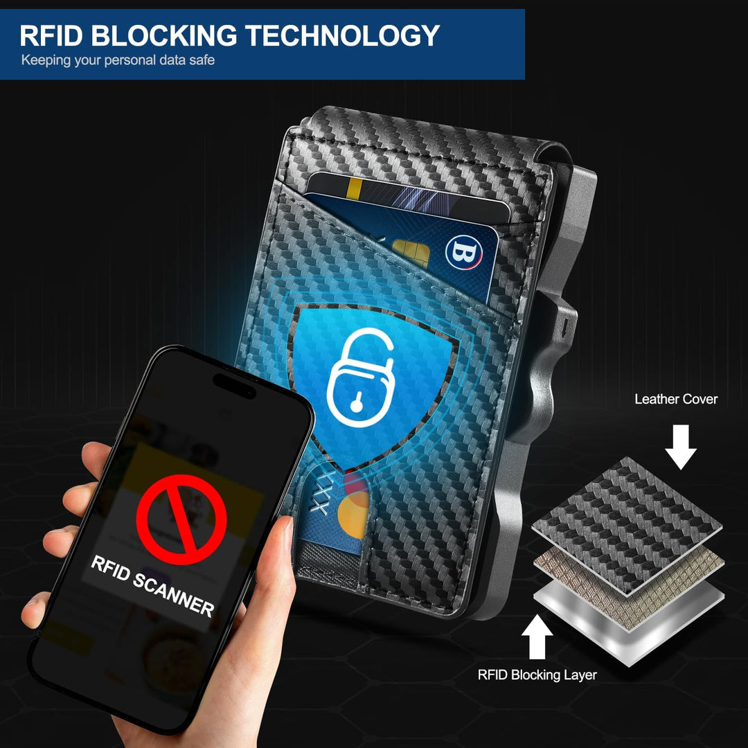 GSOIAX Billetera para hombres con bloqueo RFID, tarjeta emergente i...