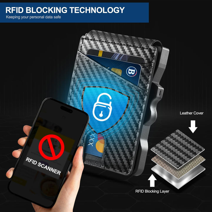 GSOIAX Billetera para hombres con bloqueo RFID, tarjeta emergente i...