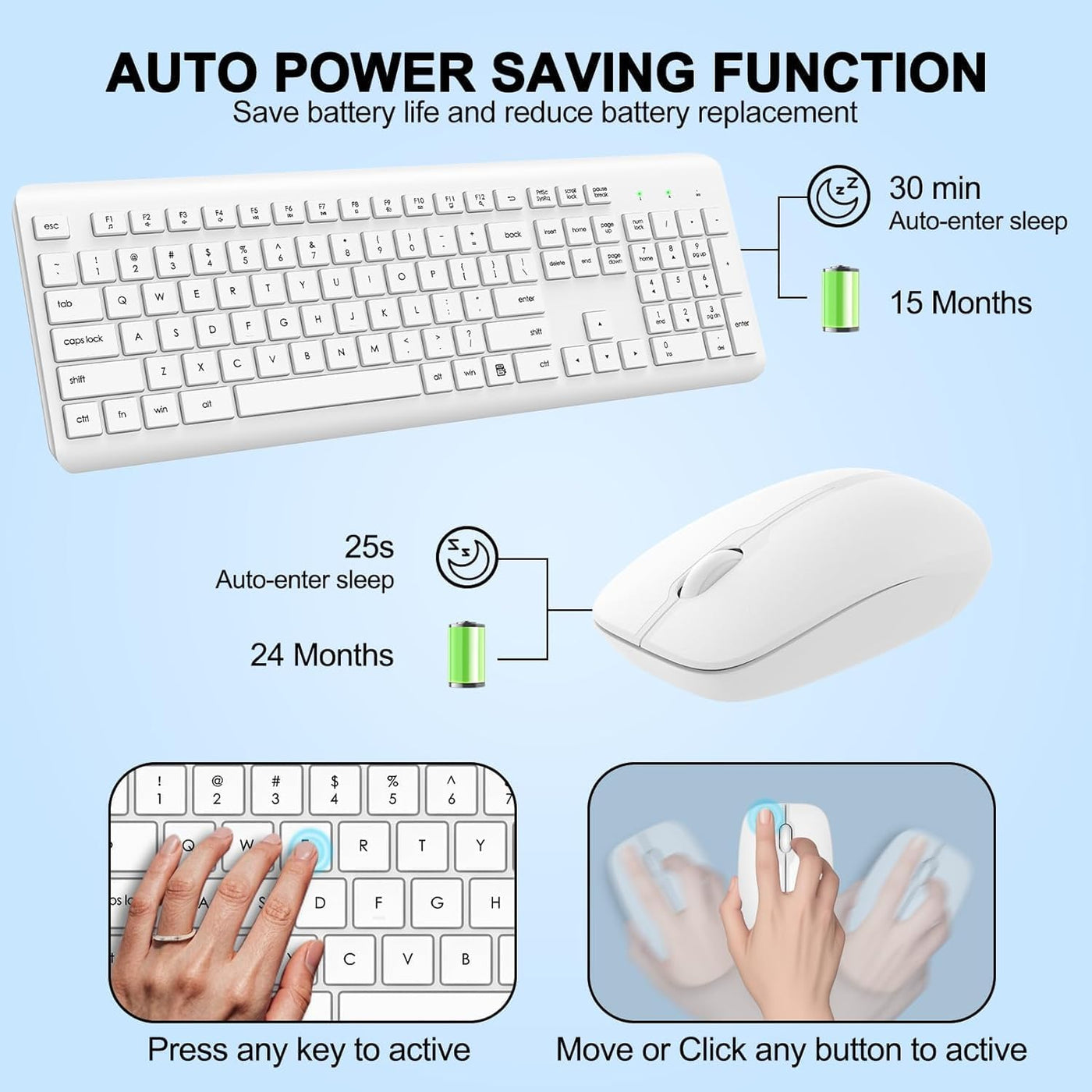 Combo de teclado y mouse inalámbricos, teclado ergonómico silencios...