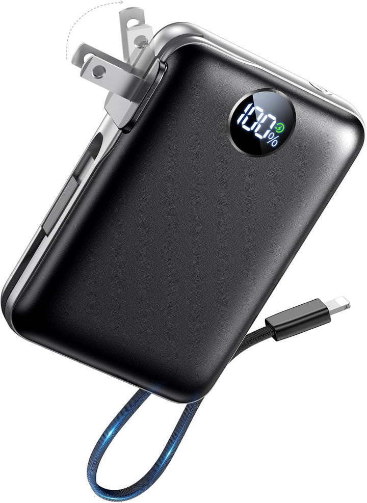 Sucrosey Cargador portátil con cables integrados y enchufe de pared...