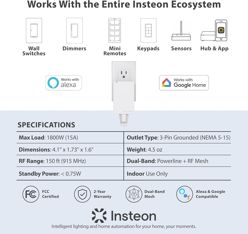 Lámpara Regulador de intensidad para lámpara módulo de doble banda Lamplinc 2457D2 Insteon, 2635-222