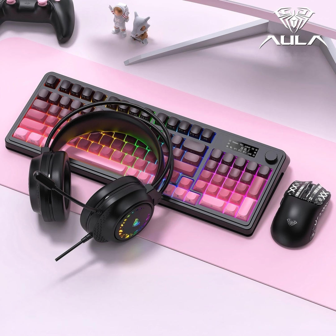 Teclado AULA S99 Pro, teclados inalámbricos con botón multimedia, r...