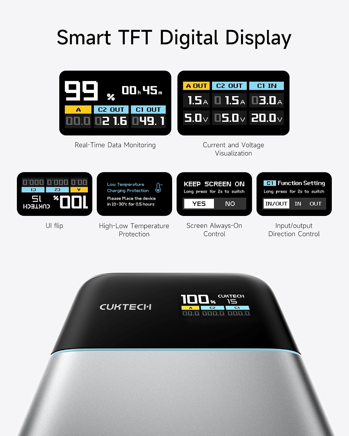 CUKTECH 15 Air Power Bank, Cargador Portátil delgado de 15,000mAh,...