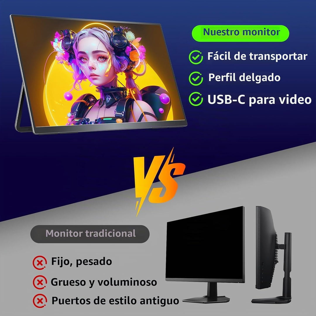 VisionOwl Monitor portátil grande de 23.8 pulgadas 2K QHD con tasa...
