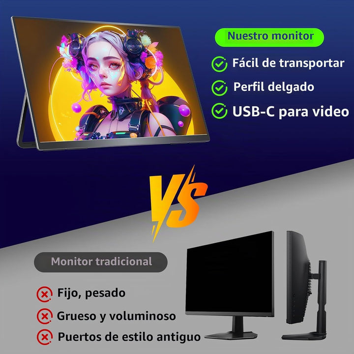 VisionOwl Monitor portátil grande de 23.8 pulgadas 2K QHD con tasa...