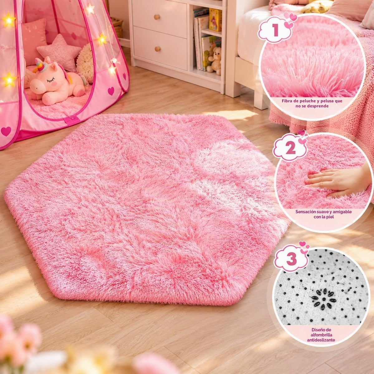 Princess Castle - Tienda de campaña para niñas con alfombra, tienda de campaña desplegable para niños