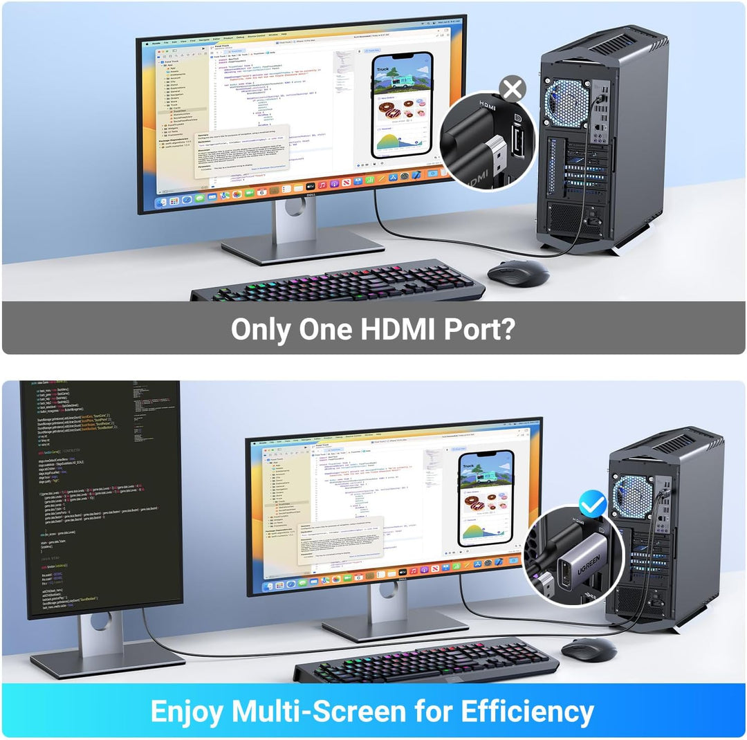 UGREEN Paquete de 2 adaptadores 4K DisplayPort a HDMI