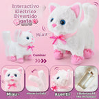 Juguetes de Gato para Niñas, Regalo para Niñas, Juguete de Peluche Interactivo Electrónico que Puede Caminar y Maullar - Juego de 16 Piezas para Transportar y Cuidar Mascotas, Juego de