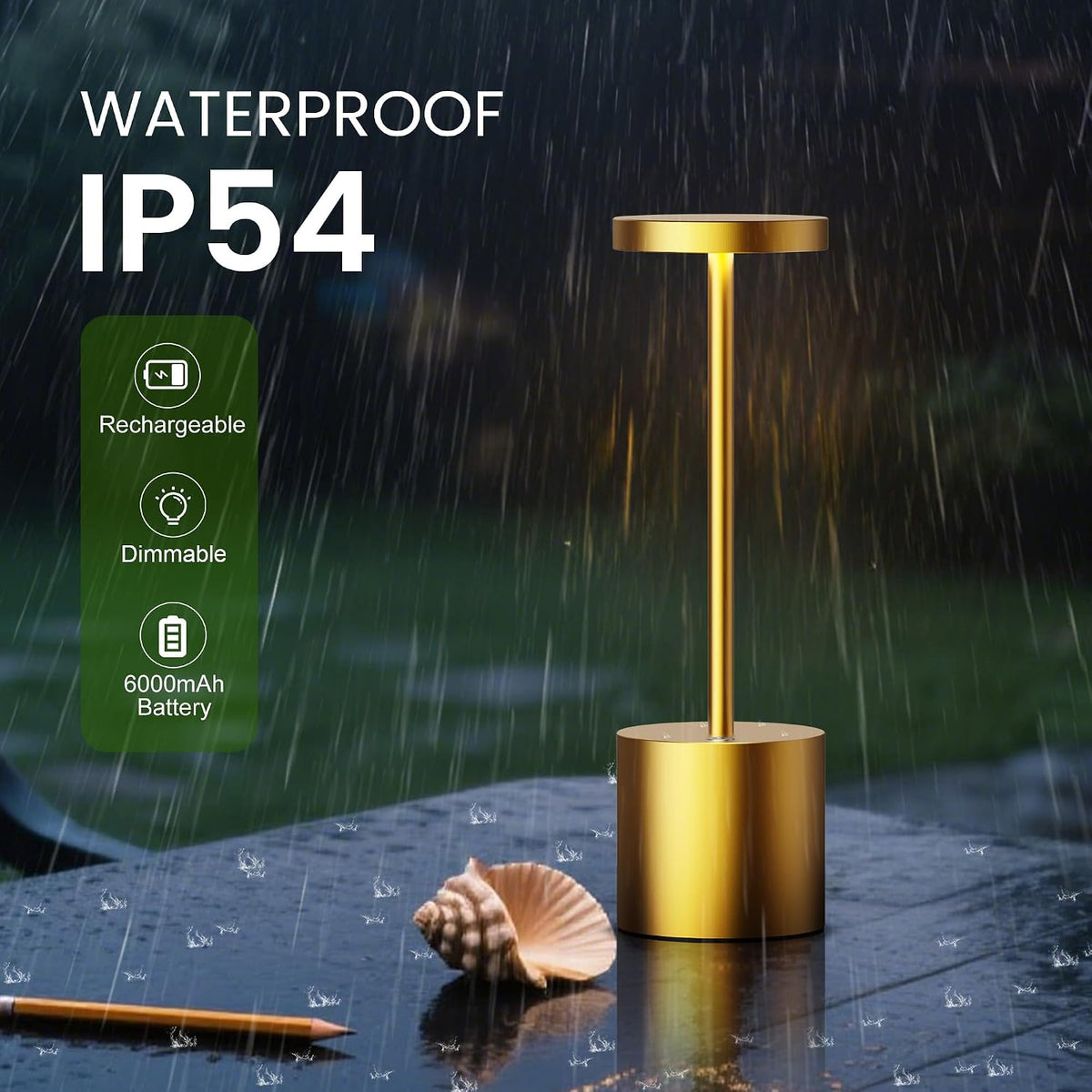 Lámpara Lámpara de mesa inalámbrica recargable, luz de mesa LED para