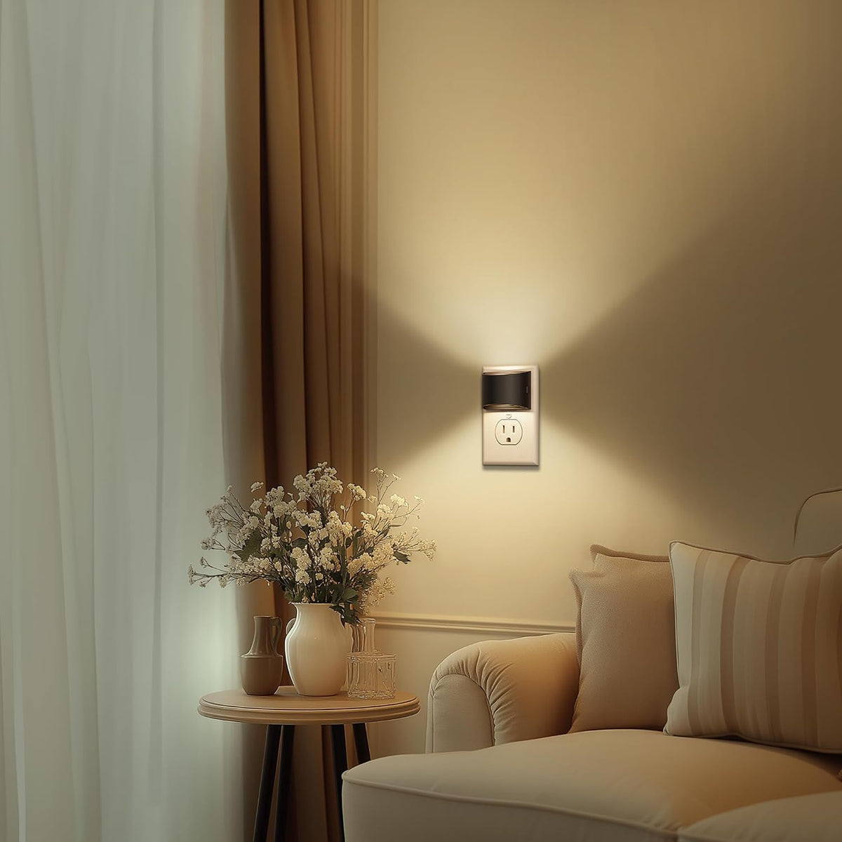 Lámpara Luz nocturna, luces nocturnas enchufables a la pared, ajustable, 3000 K