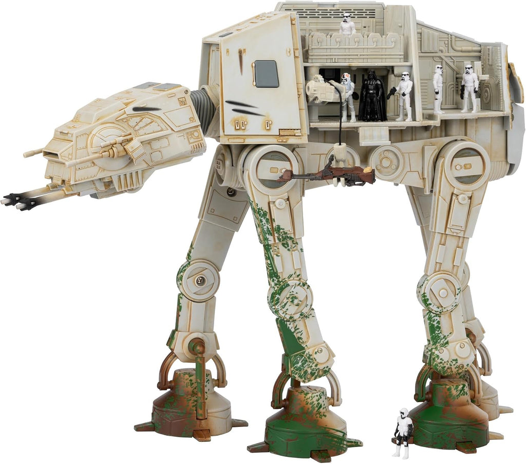 Star Wars Micro Galaxy Squadron at-at Walker (Endor) Exclusivo de Amazon - Vehículo de 10 pulgadas con luces, sonidos, zonas de acción y accesorios (Juguetes para niños a partir de 8 años)