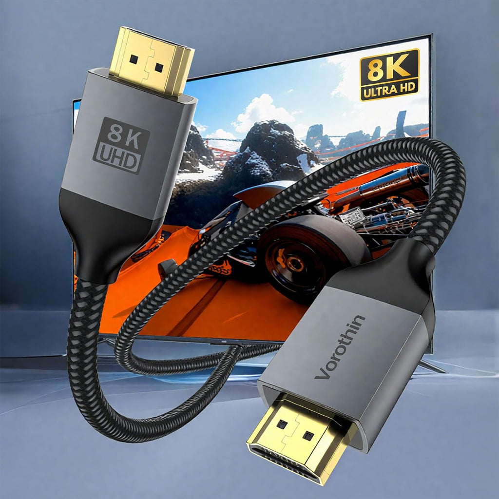Cable HDMI 8K de 6 pies, paquete de 5 unidades, cable HDMI de alta velocidad para monitor de computadora de 48 Gbps, cable HDMI blindado Cl3 8K @60Hz, 4K @144 Hz/120 Hz, HDR10+ para TV, barra de