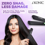 IKonic Alisador y rizador de pelo de cerámica 100% turmalina, Negro