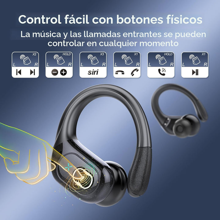 Auriculares inalámbricos Bluetooth 5.4 de 75 horas para deporte, au...