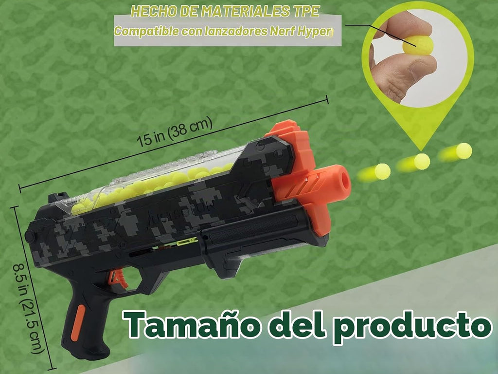 YTSWELE Pistola Blaster con gafas protectoras con pistón de resorte y 100 rondas para hasta 110 FPS compatible con dardos Nerf Hyper Rounds, fácil de recargar, soporta hasta 50 rondas (camuflaje)