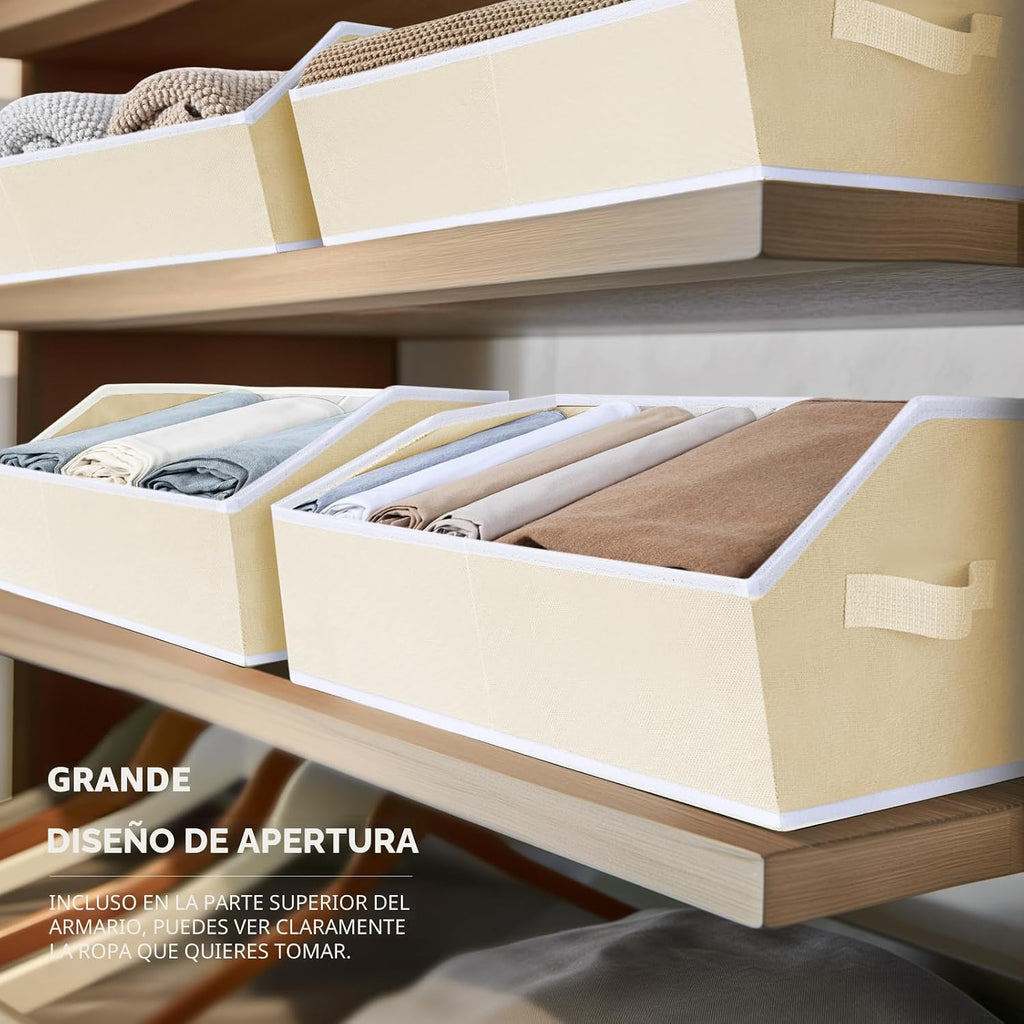 Contenedores organizadores de almacenamiento de cubos – Paquete de 6 cestas de tela para organizar, cesta de almacenamiento grande para estantes, organizadores de armario para juguetes, ropa, toallas (beige)