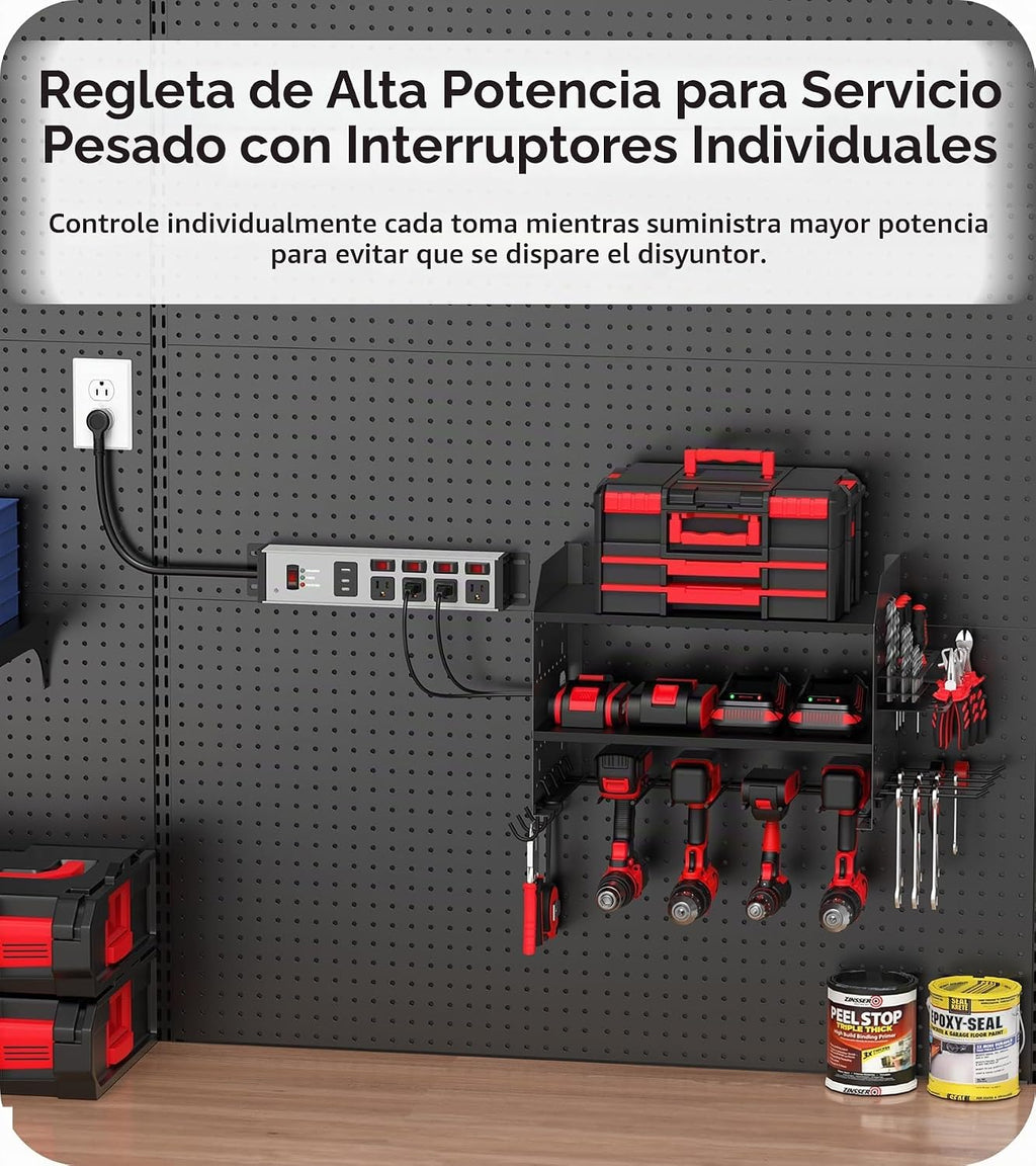 CCCEI Protector de sobretensiones resistente, calibre 12, puertos USB. Gris