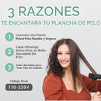 MINT MIRA - Plancha de titanio para alisar el cabello y rizador