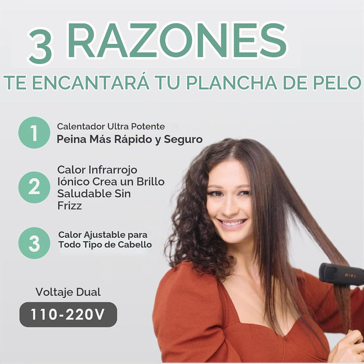 MINT MIRA - Plancha de titanio para alisar el cabello y rizador de...