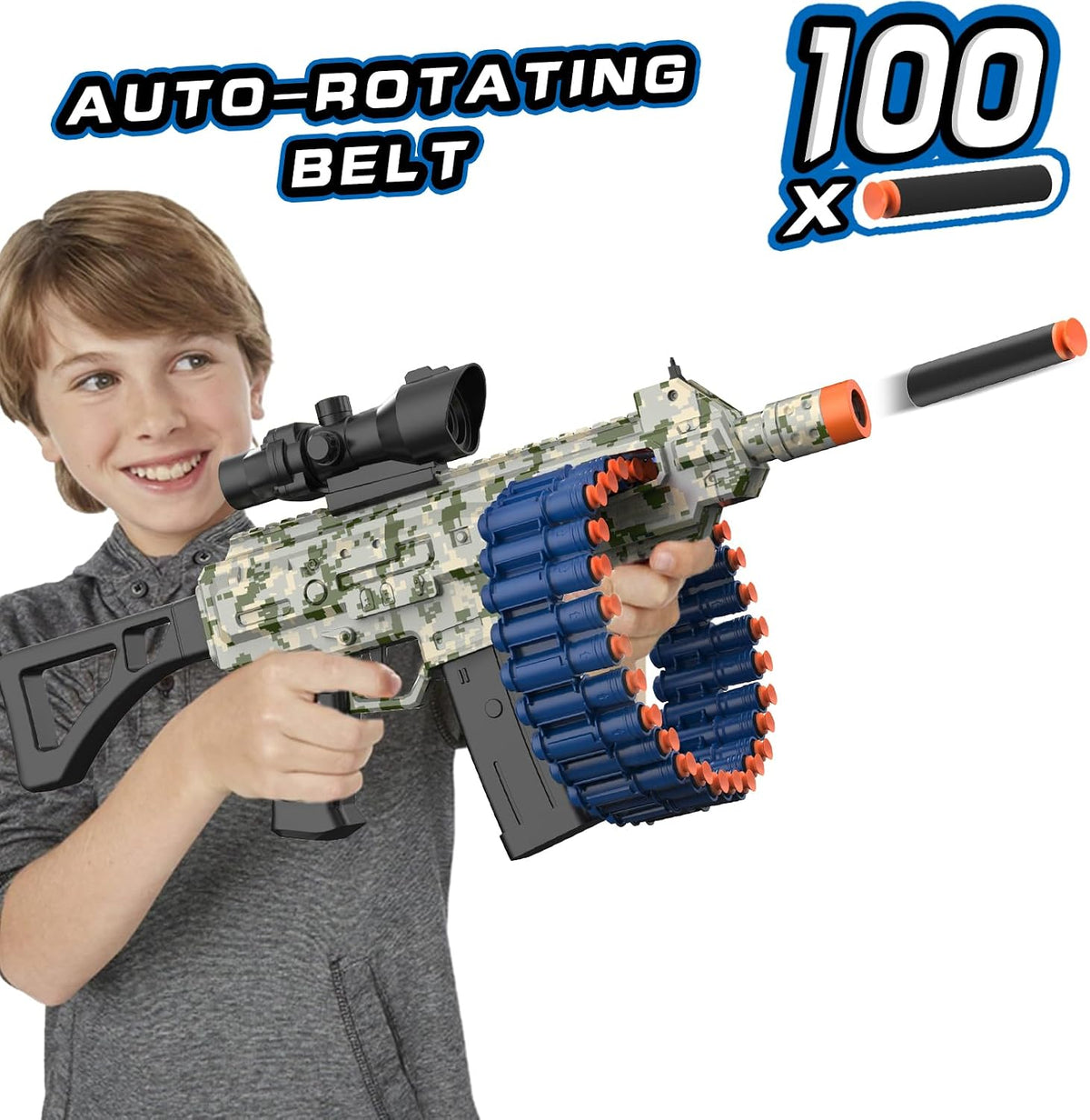 Juguete eléctrico automático con alcance, JakMean Toy Blaster con 30 clips de dardos y 100 dardos de espuma, juegos de disparos al aire libre, juguetes para niños y niñas adultos de 6 a 12 años, regalos para cumpleaños, Navidad, verde