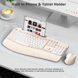 Combo de teclado y mouse inalámbricos, teclas onduladas de tamaño c...