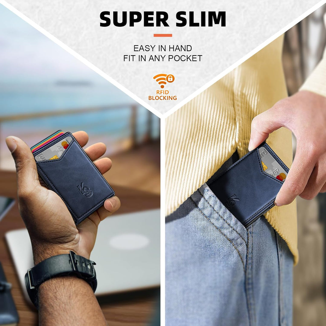 KEMISANT Billetera para hombre - Cartera delgada con clip para dine...