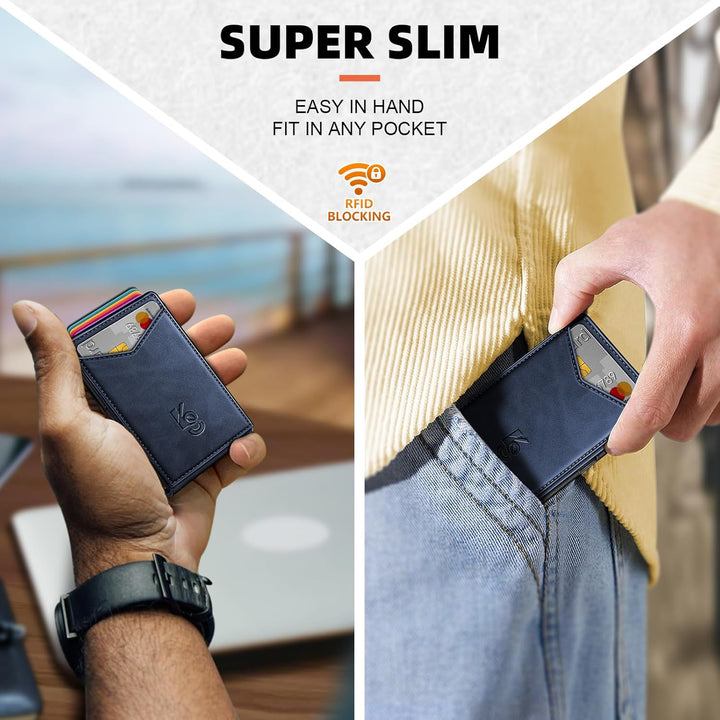 KEMISANT Billetera para hombre - Cartera delgada con clip para dine...