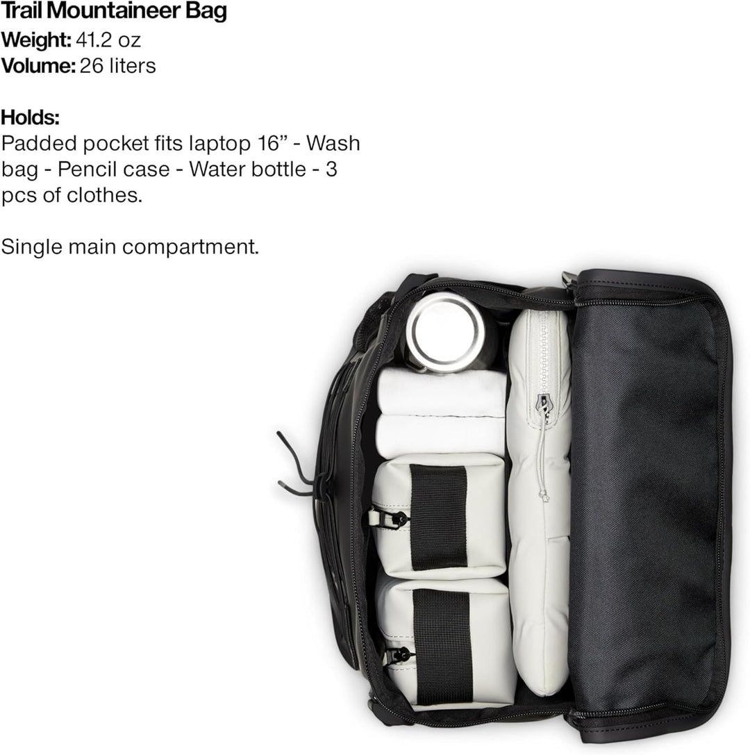 RAINS Trail Mountaineer Bag - Mochila negra impermeable para laptop...