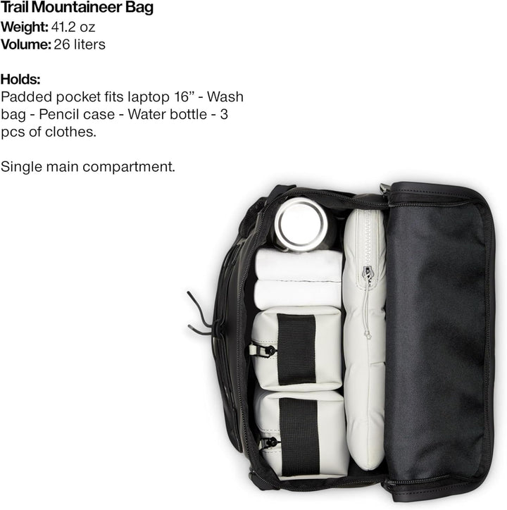 RAINS Trail Mountaineer Bag - Mochila negra impermeable para laptop...