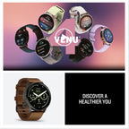 Garmin Venu® 4, Smartwatch avanzado para fitness, 45 mm, correa de cuero marrón