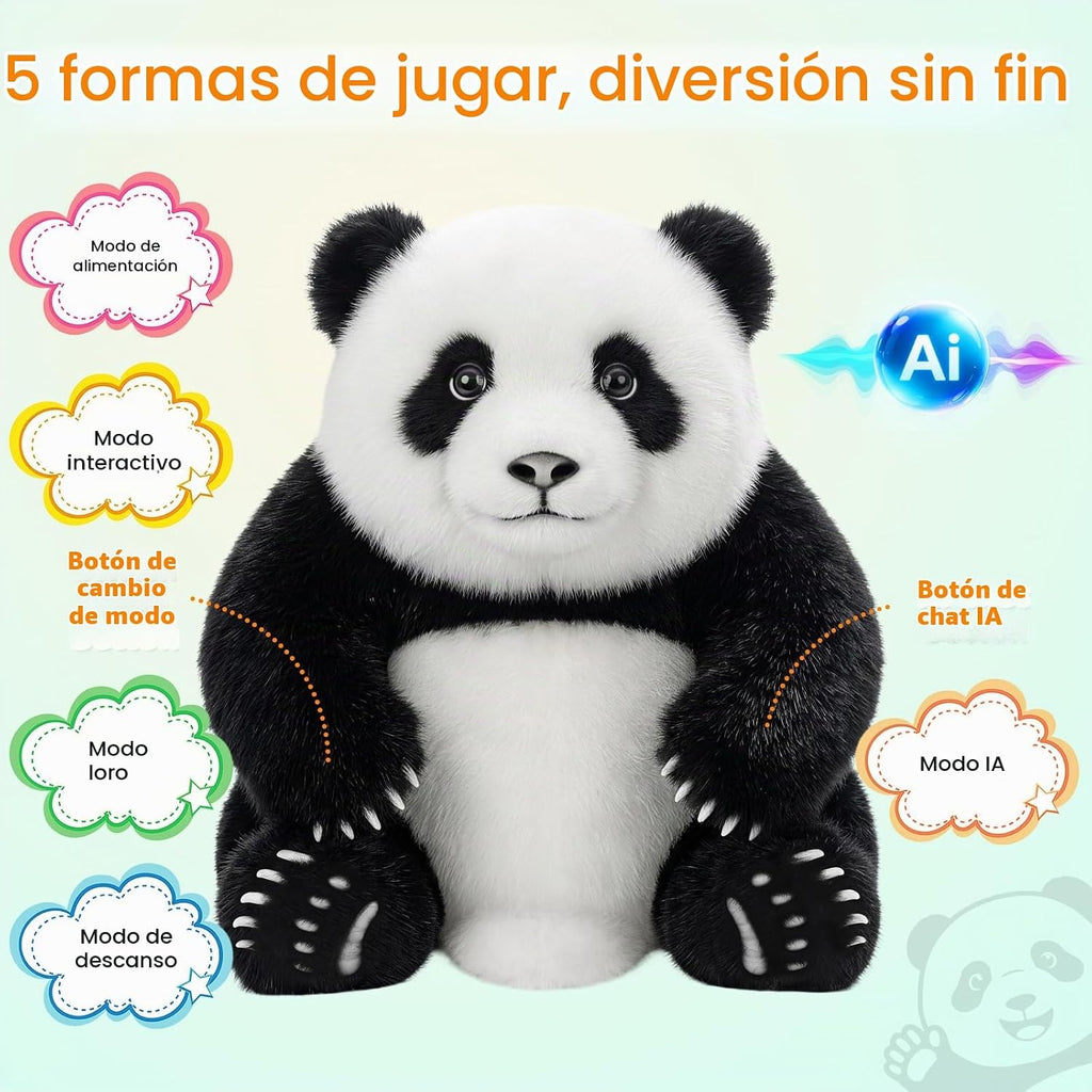 GOLABS Panda Plush AI Toy para niños de 3 años, compañero interactivo