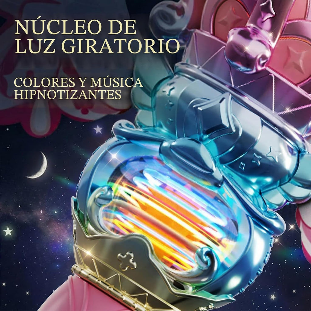 Uregoio - Varita giratoria de burbujas de princesa con luz para niñas (rosa)