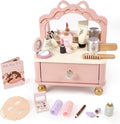 Juego de tocador de madera, kit de maquillaje para niños y niñas