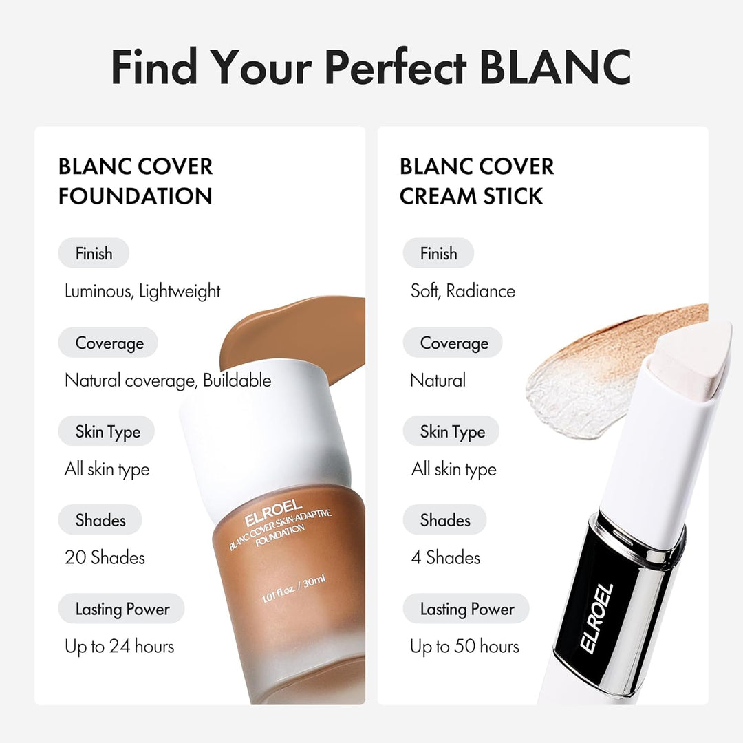 ELROEL Blanc Cover Cream Stick V White: barra de maquillaje coreana...