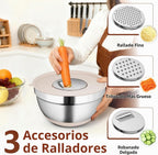 Paquete de 9 tazones para mezclar con tapas herméticas y accesorios