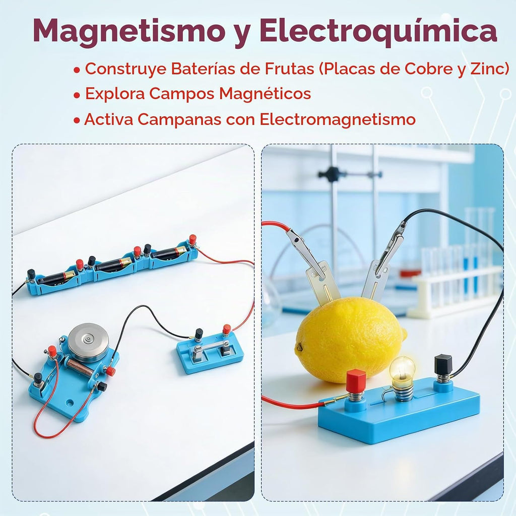 Kit de imanes de ciencia de 79 piezas para niños de 8 a 16 años, laboratorio de electricidad de física STEM definitivo, juego de experimentos de lujo con extensos circuitos de imanes