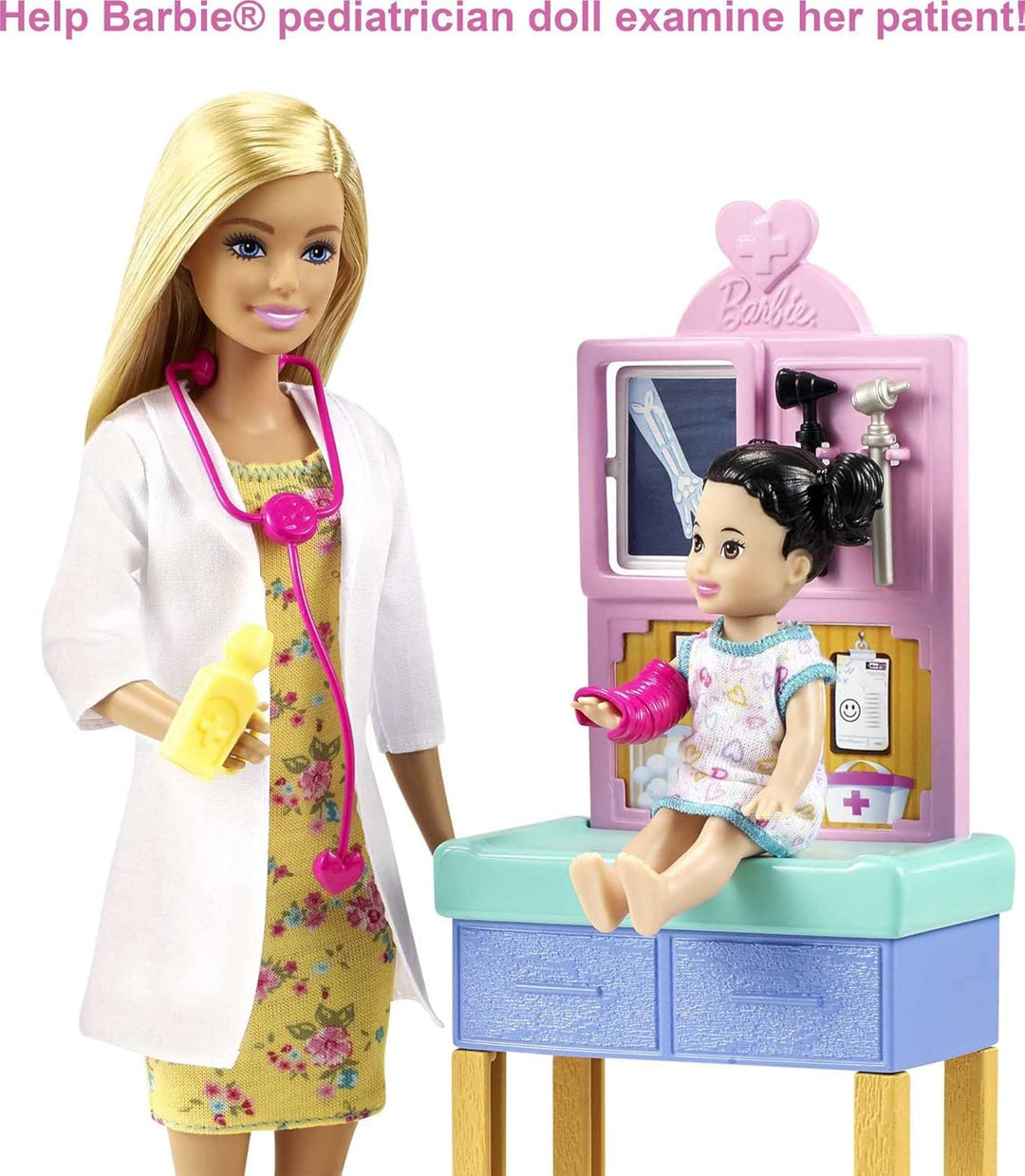 Barbie Juego de carreras, juego de pediatra con muñeca rubia médica...