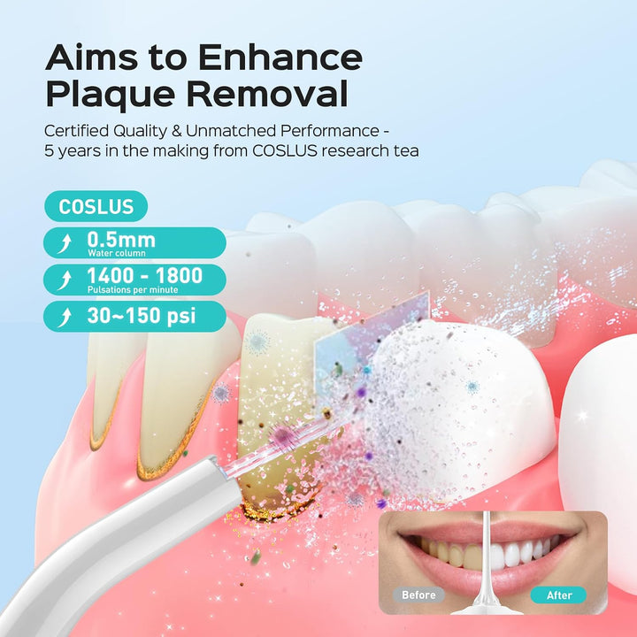 COSLUS Irrigador dental inalámbrico para dientes: 4 modos, portátil...