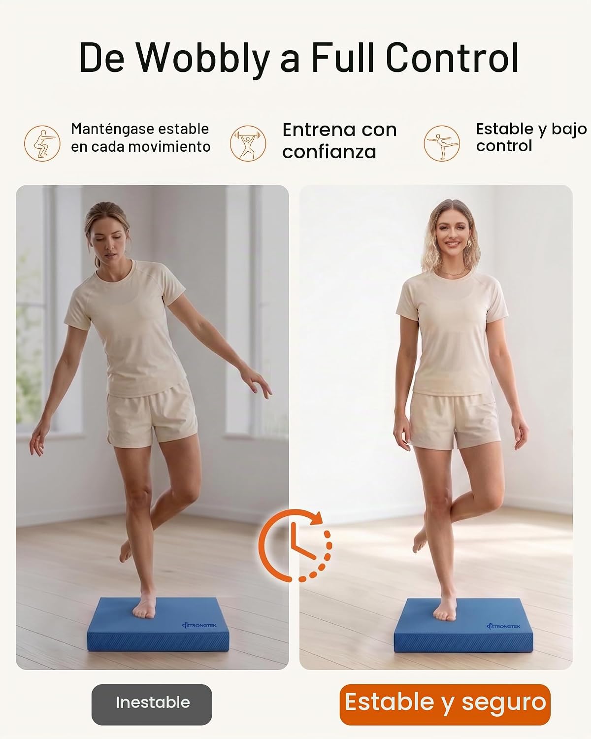 StrongTek Almohadilla de equilibrio profesional de espuma para ejercicios, 15.8 x 13 x 2 pulgadas, rodillera de espuma TPE de alta densidad, antideslizante y resistente al agua, para entrenamiento de