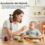 MEGAWISE - Batidora de mano de inmersión 3 en 1, batidora de barra de 12 velocidades con turbo, batidor de huevo y espumador de leche para sopas, salsas, batidos y alimentos para bebés, rojo