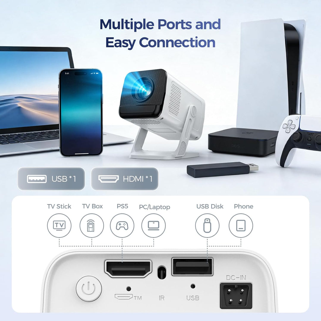 [Compatible con Netflix] Mini proyector con WiFi y Bluetooth, proye...